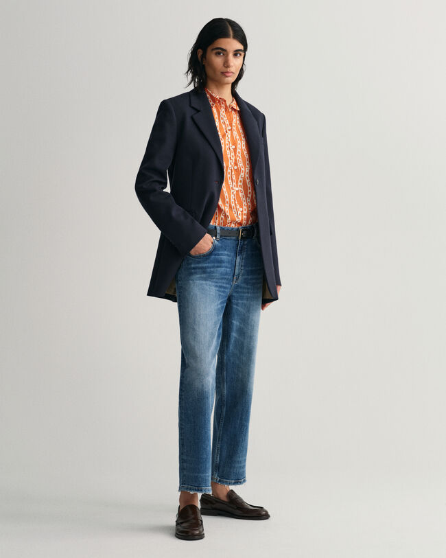 Regular fit skjorte af bomuldsvoile med Chain-tryk