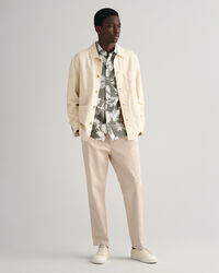 Regular fit skjorte af hør og bomuld med solsikketryk