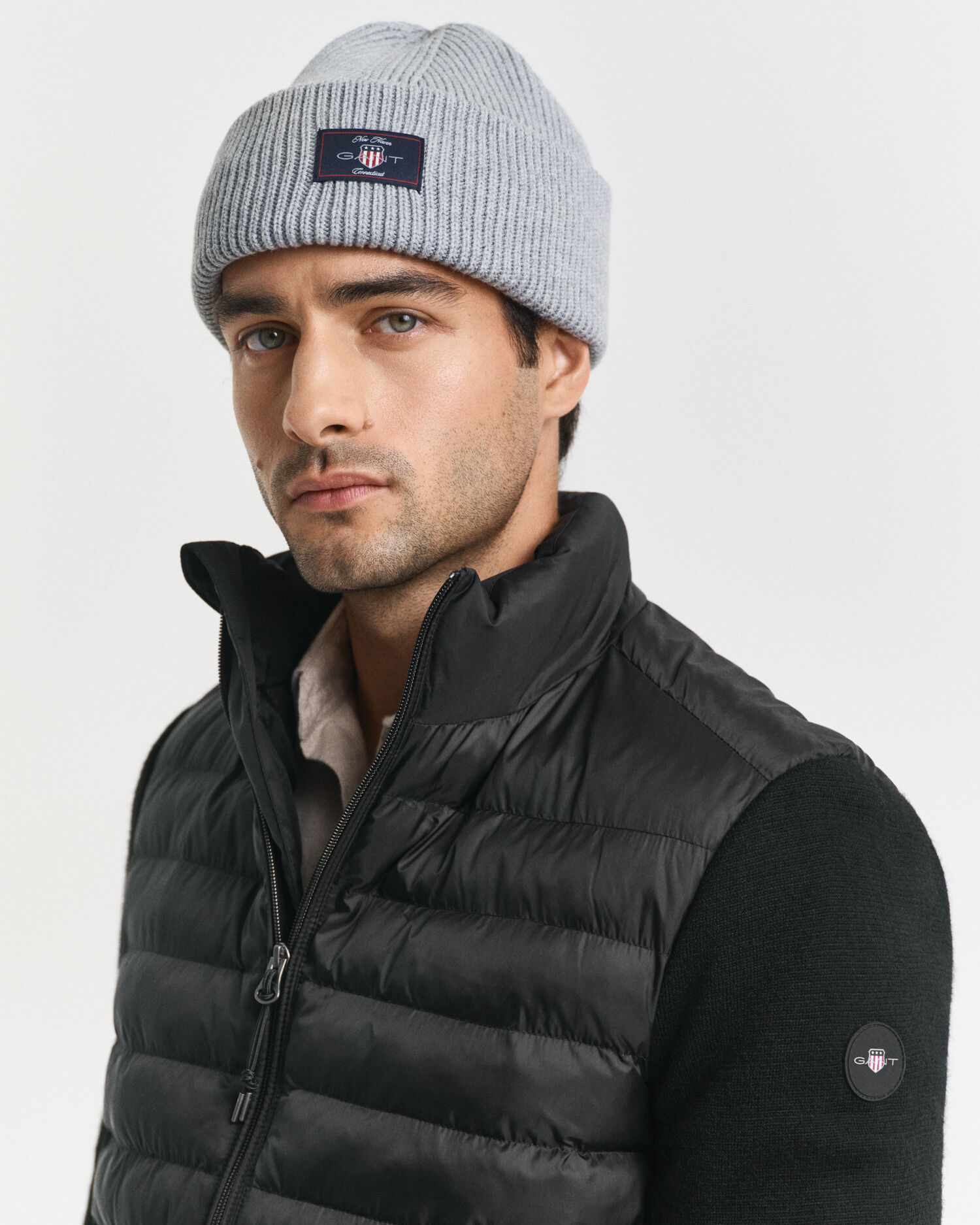 Jakke i blandede materialer