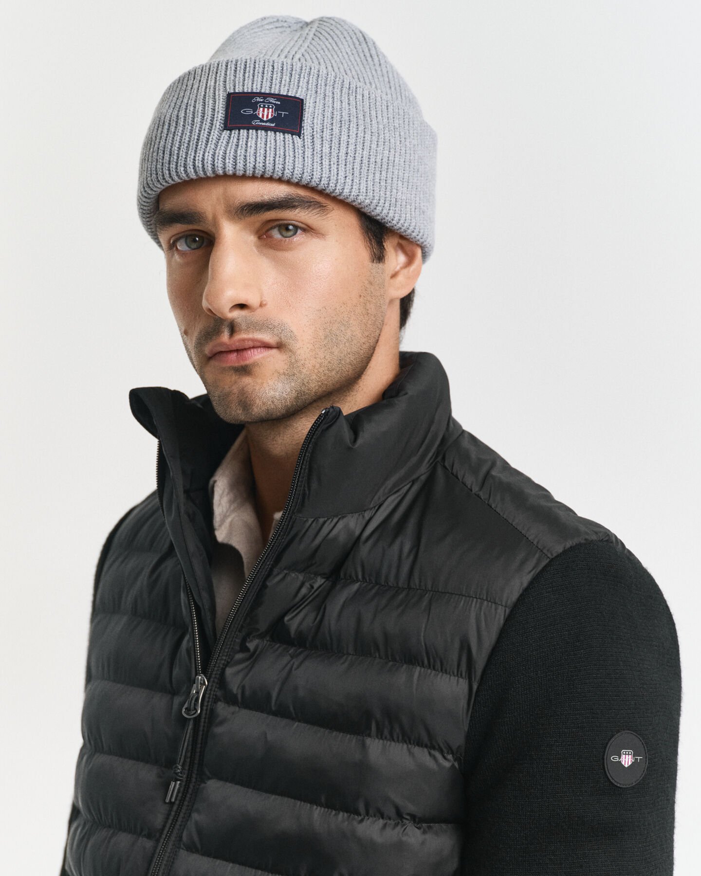 Jakke i blandede materialer