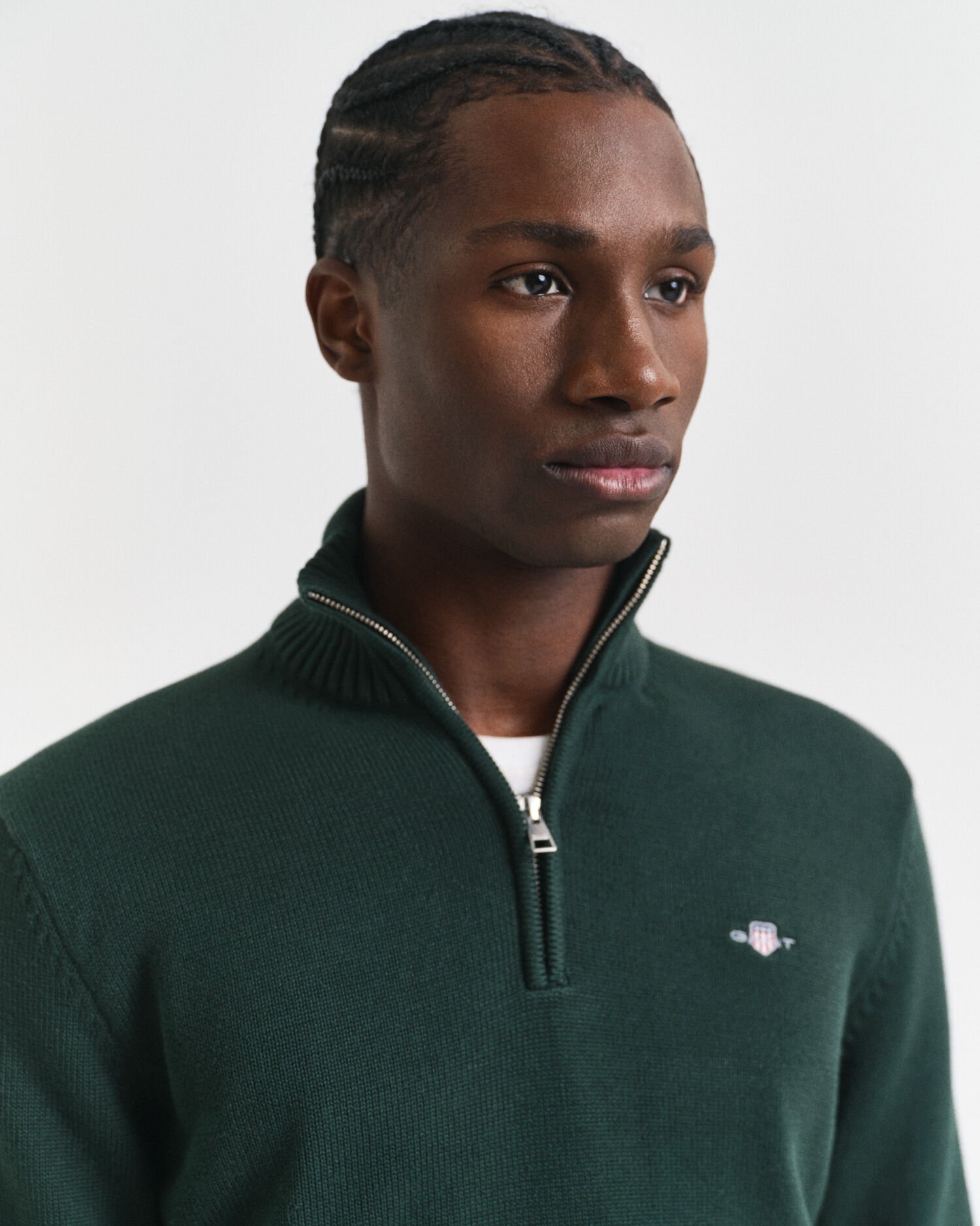 Afslappet sweater i bomuld med halv lynlås