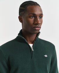 Afslappet sweater i bomuld med halv lynlås