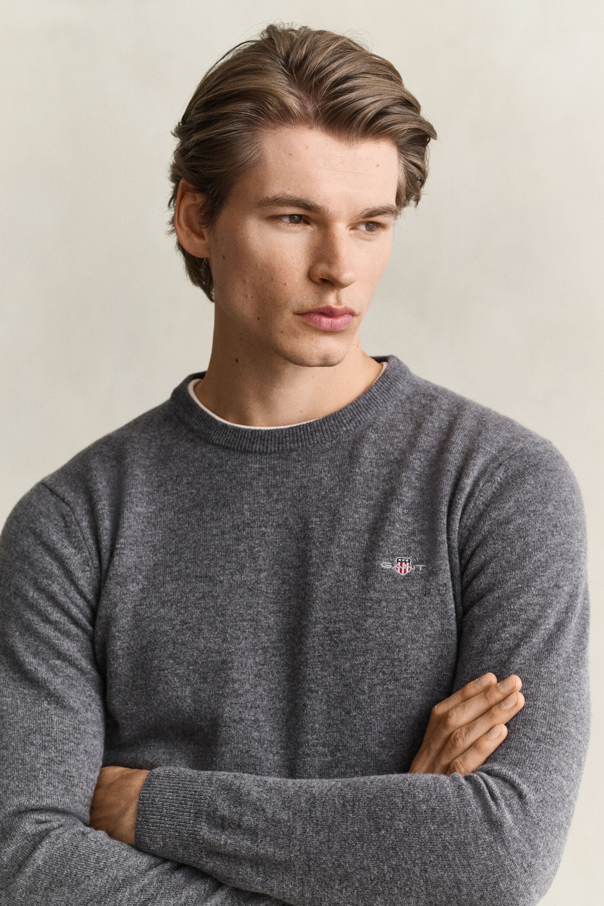 Crewneck sweater i lammeuld