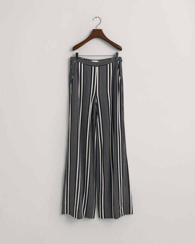 Regular fit stribede bukser med brede ben og tryk