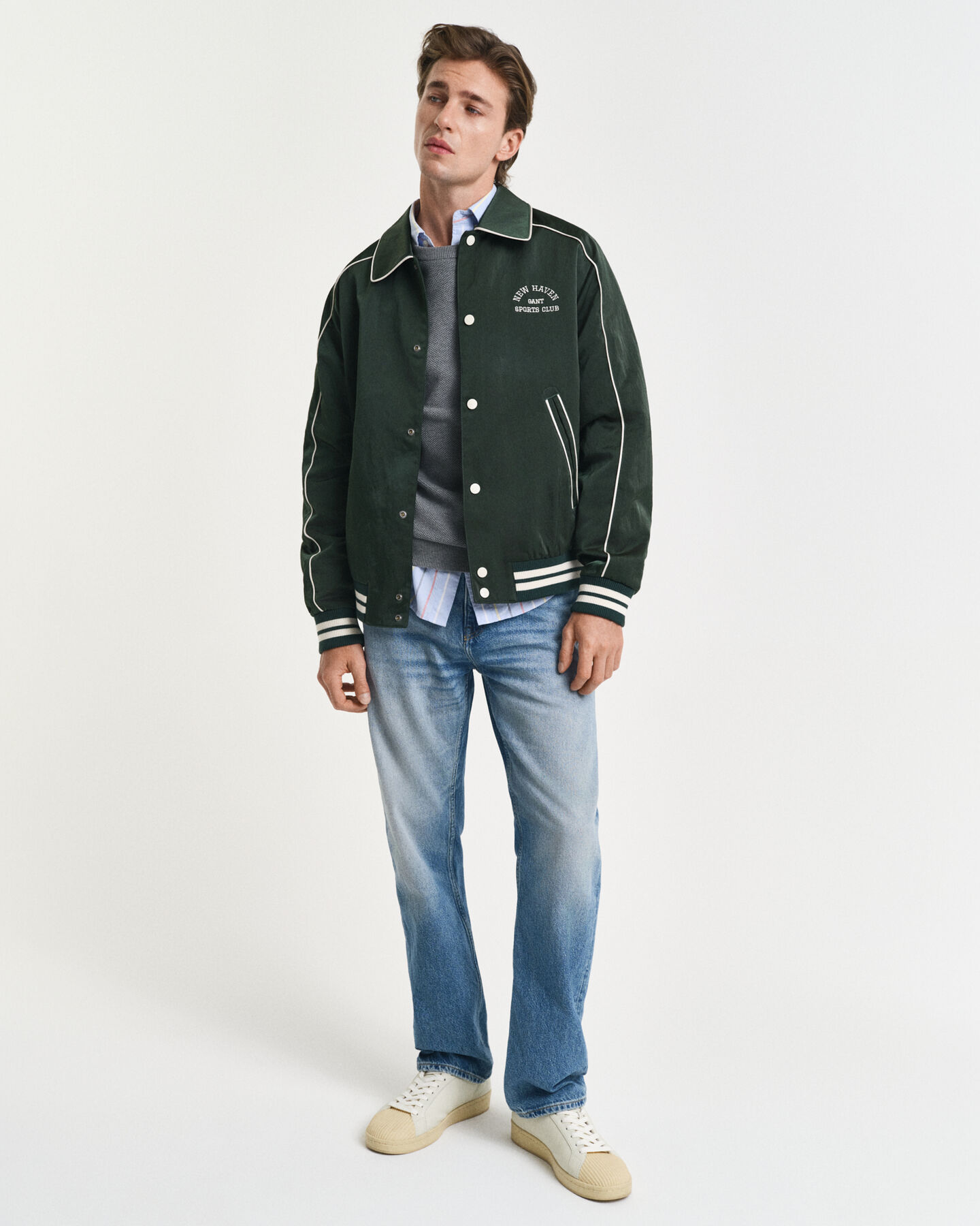 Crewneck sweater af bomuldspiqué