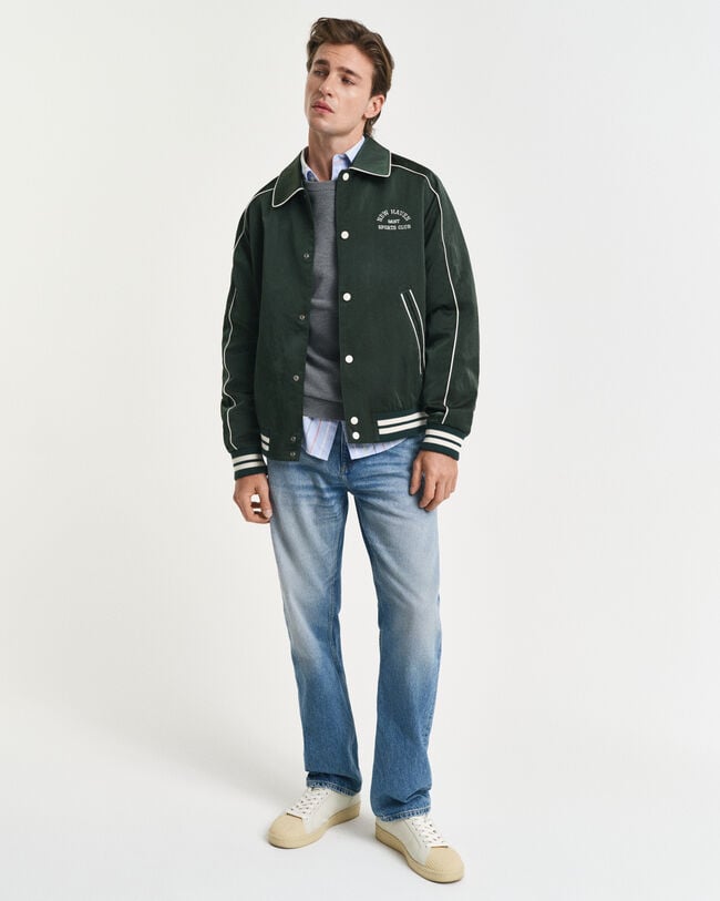 Crewneck sweater af bomuldspiqué