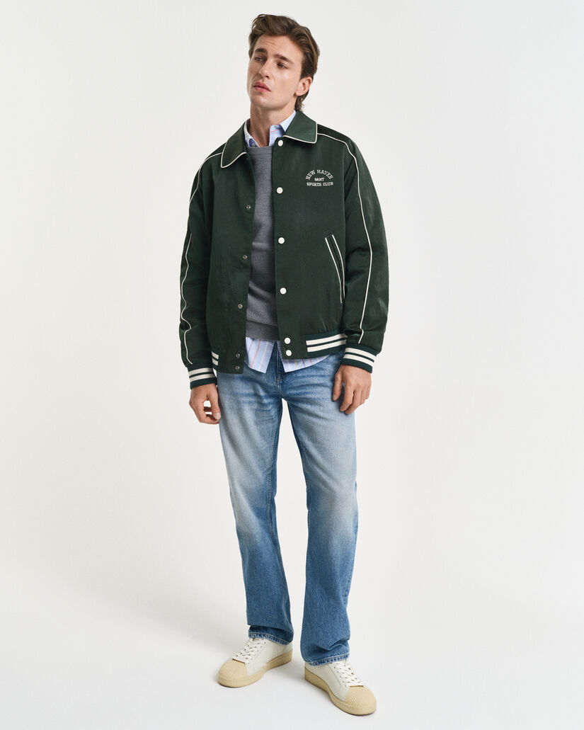 Crewneck sweater af bomuldspiqué