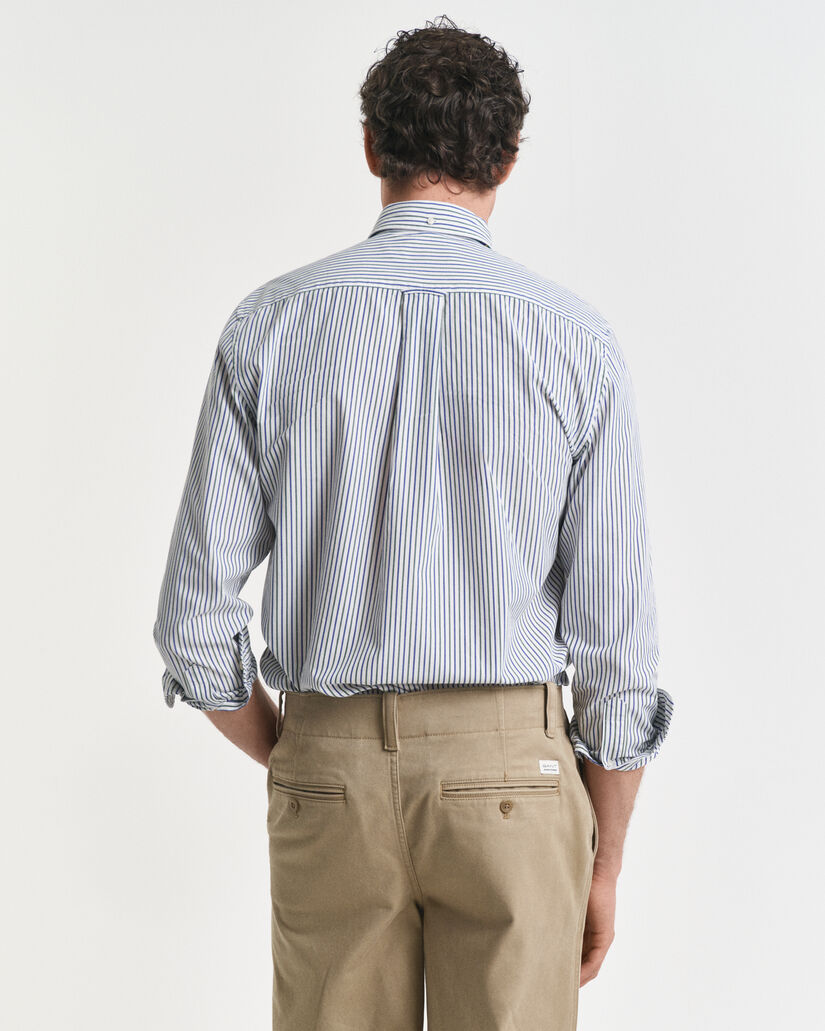 Regular fit stribet klassisk poplin-skjorte