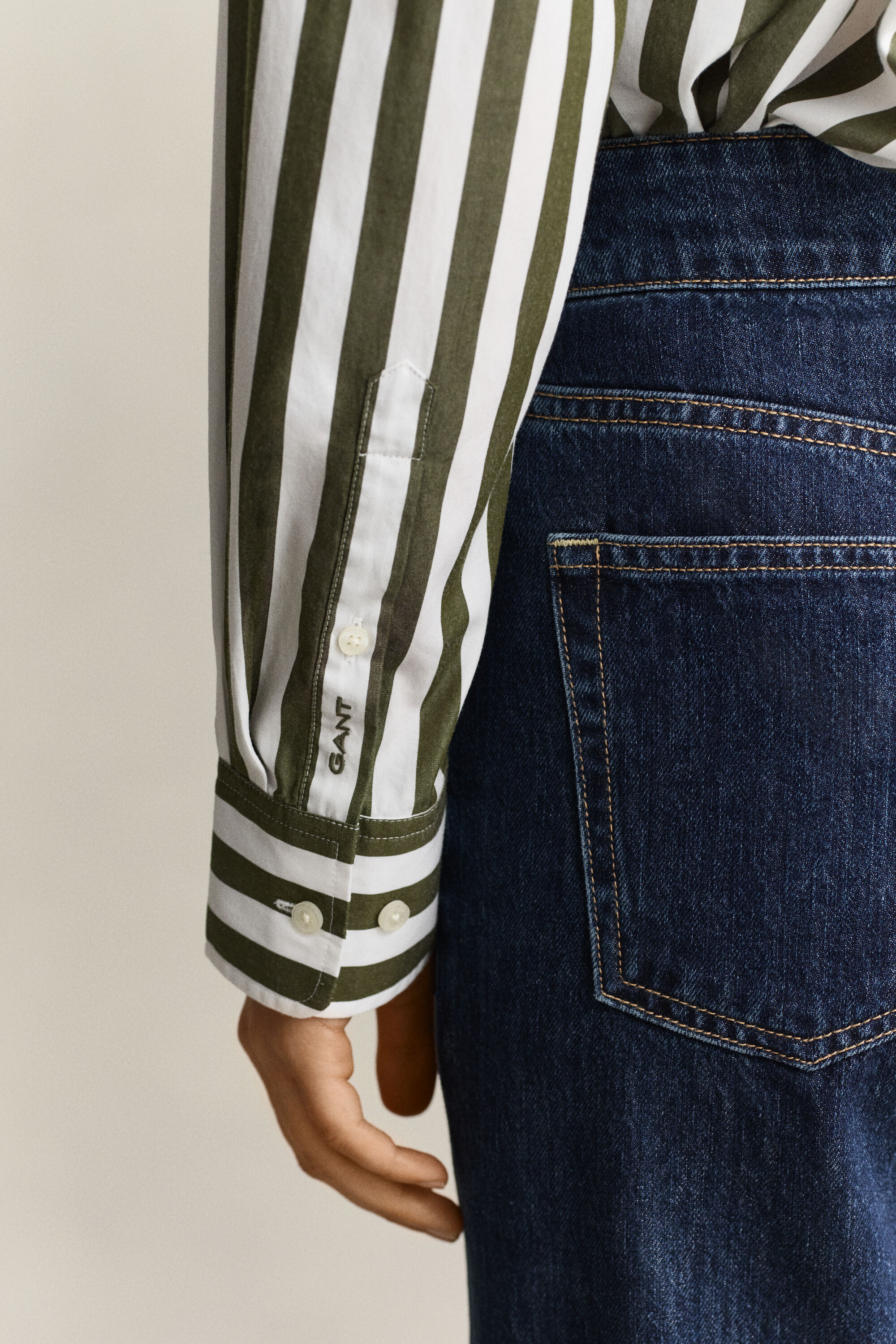 Relaxed poplin skjorte med striber