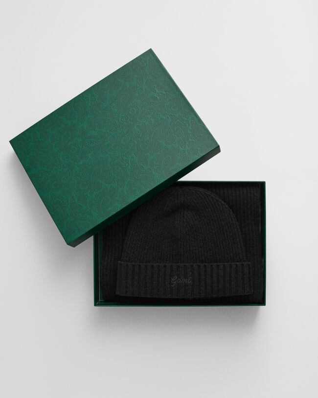 Script Graphic gavesæt med beanie og halstørklæde