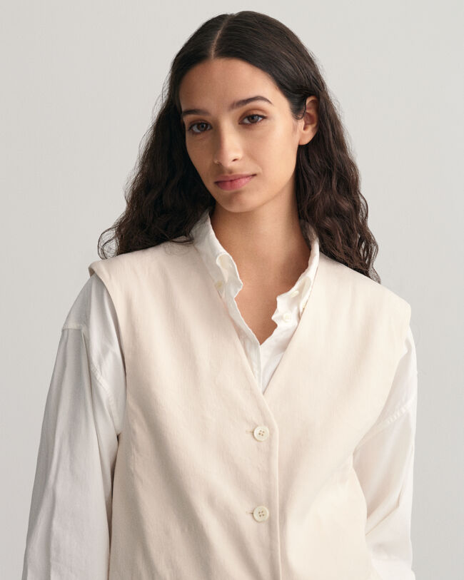 Regular fit vest af hør med stræk