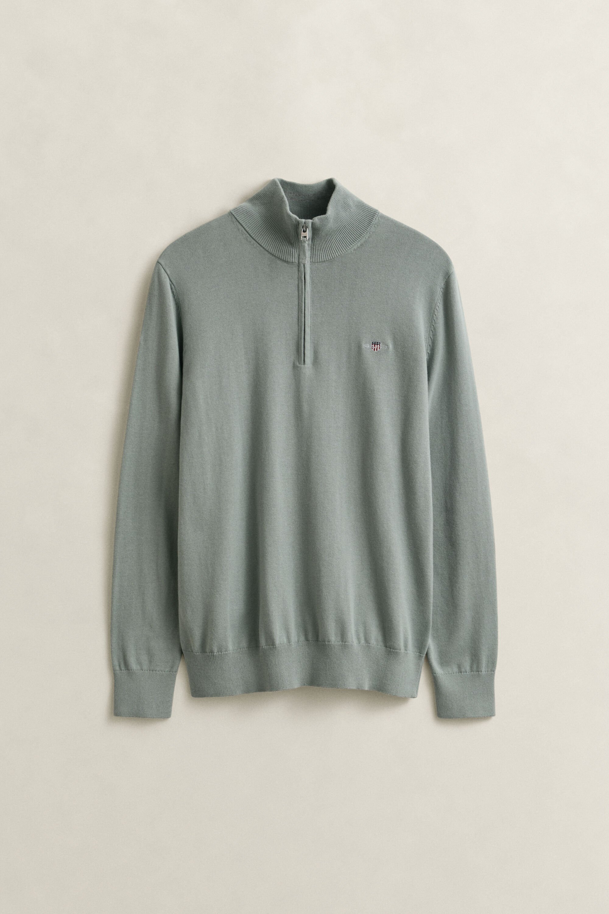 Klassiske sweater i bomuld med halv lynlås