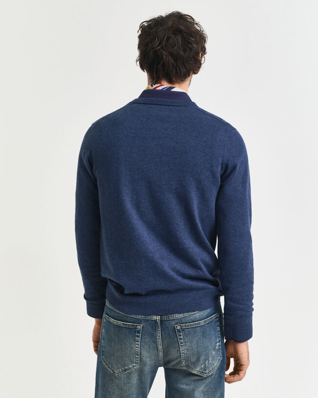 Klassiske sweater i bomuld med V-hals