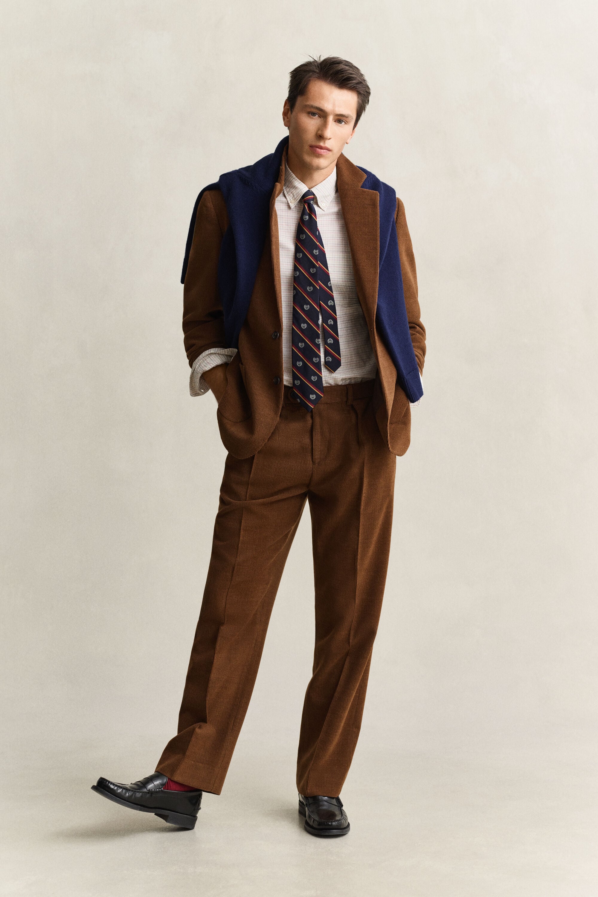 Gant x Yale blazer i jernbanefløjl af uld