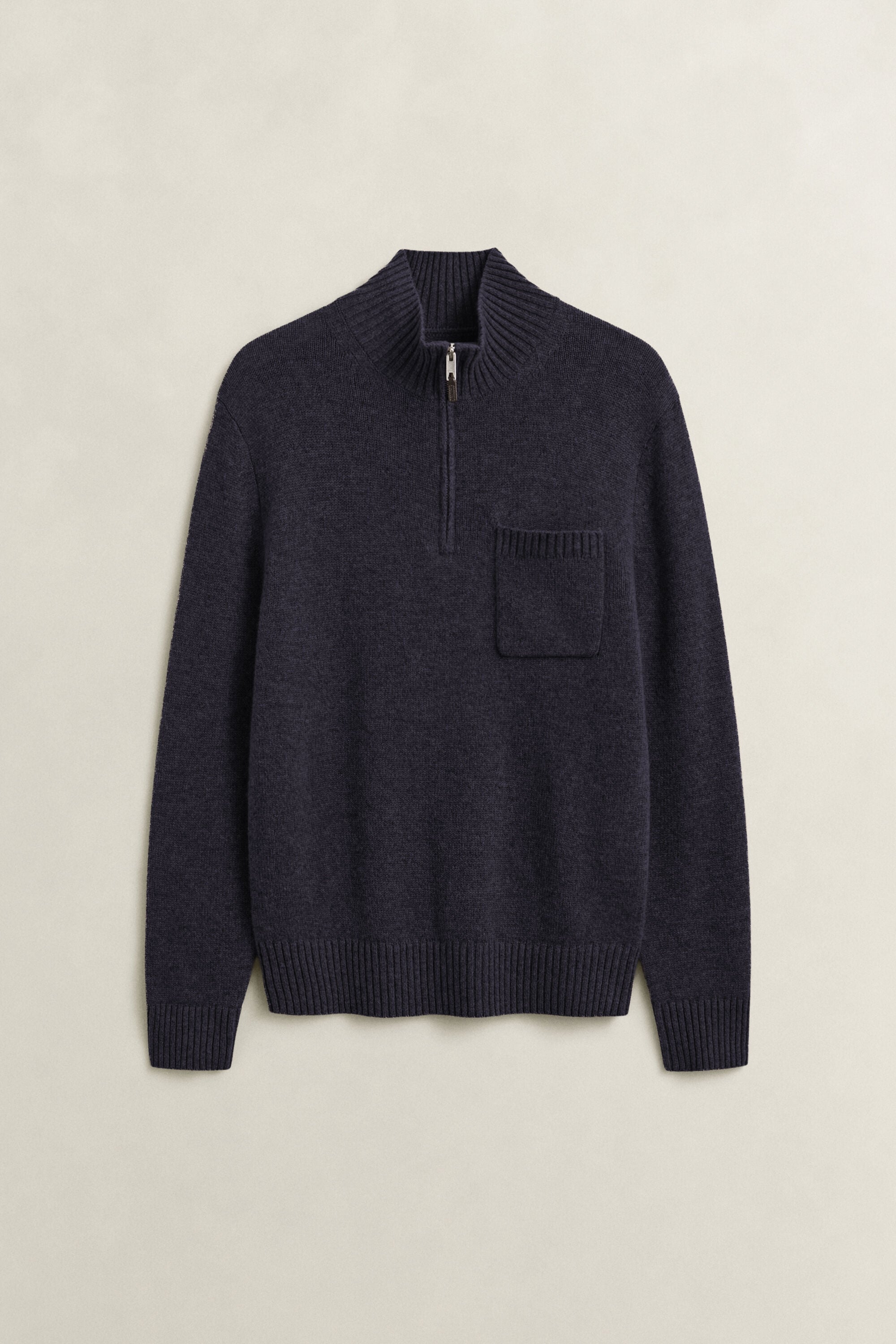 Kashmir sweater med halv lynlås