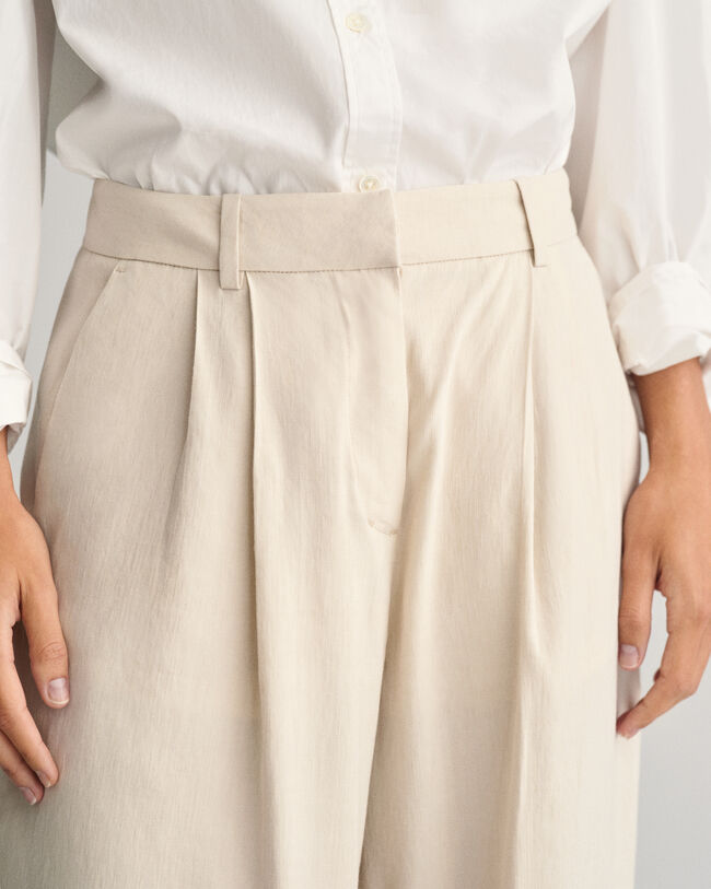 Relaxed fit skræddersyede hørbukser med stræk