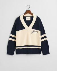 GANT Varsity sweater i bomuld med V-hals