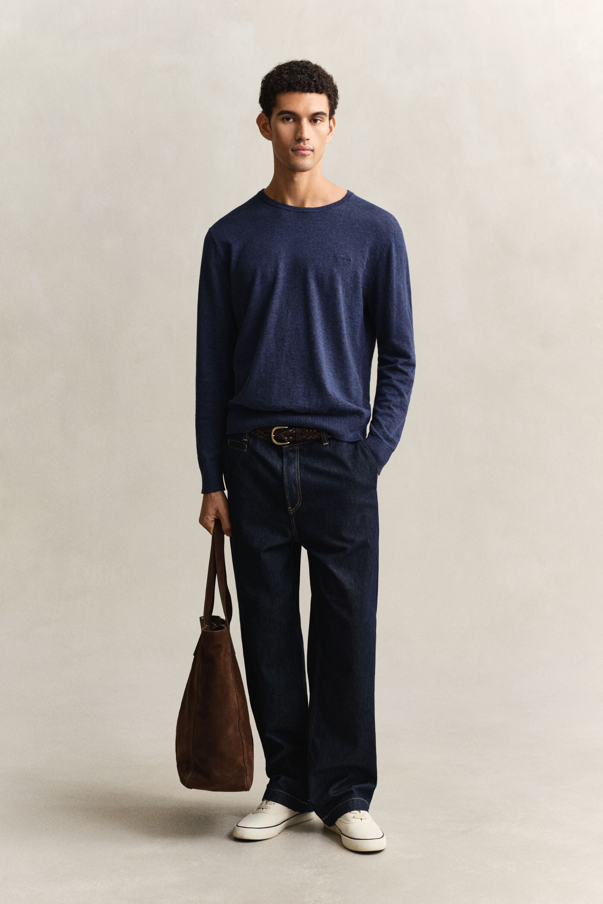 Sweater i nopret bomuldsblanding