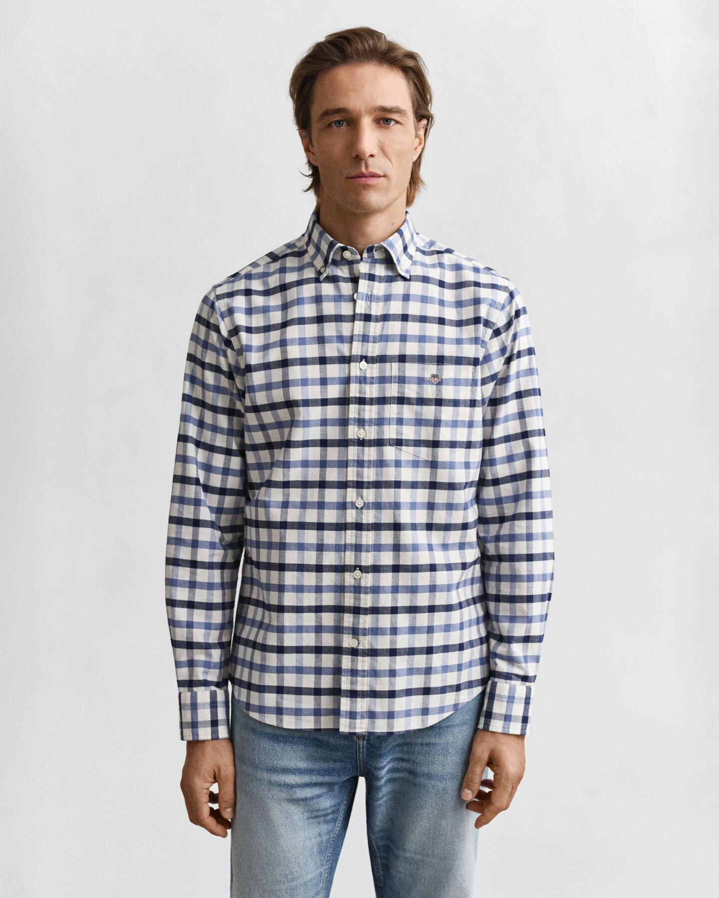 Regular fit ternet Oxford skjorte