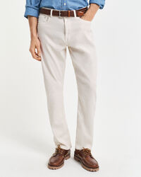 Regular fit jeans af bomuld og h&oslash;r