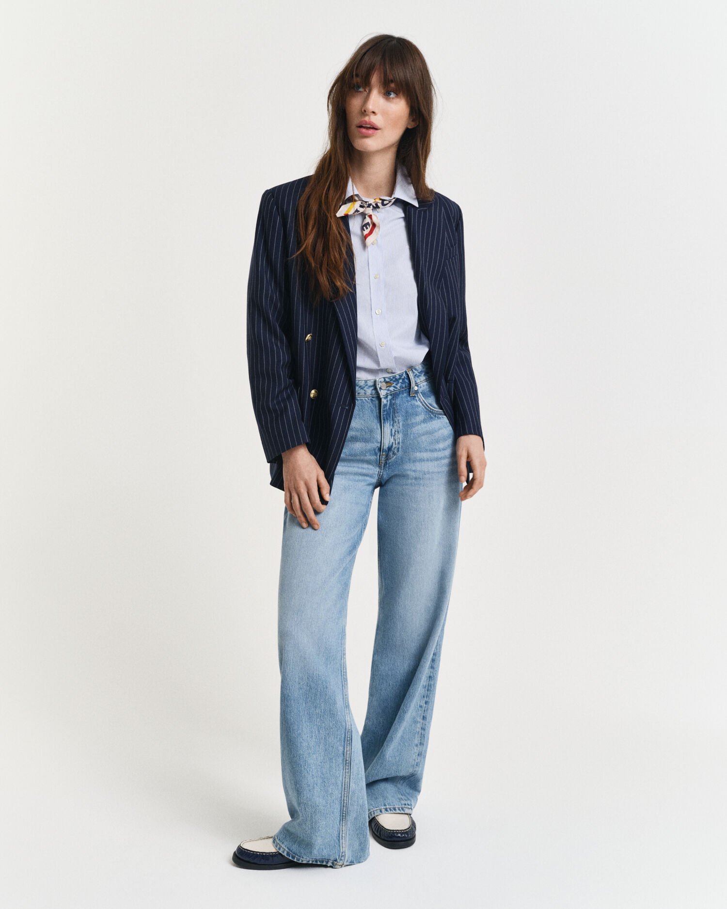 Regular fit klassisk poplin-skjorte med striber