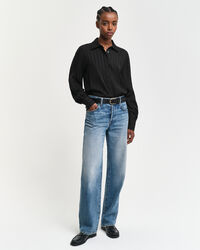 Regular fit satin skjorte med striber