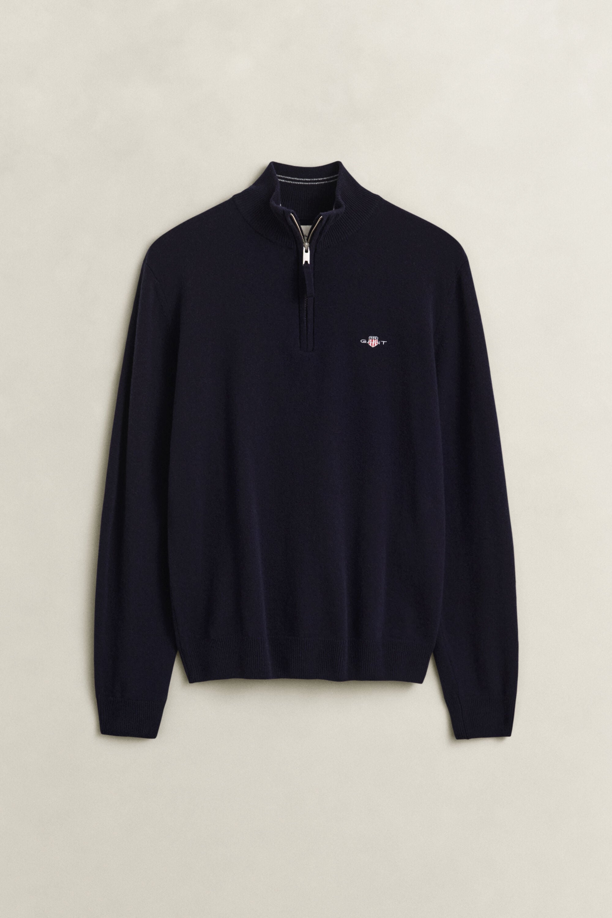 Sweater i lammeuld med halv lynlås