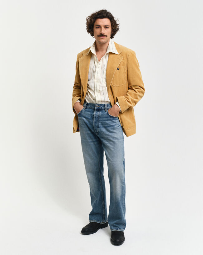 Regular fit blazer i jernbanefløjl