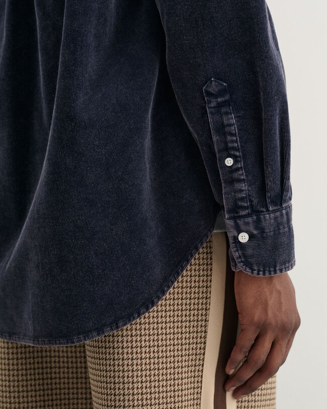 Relaxed fit tung vasket skjorte af jernbanefl&oslash;jl