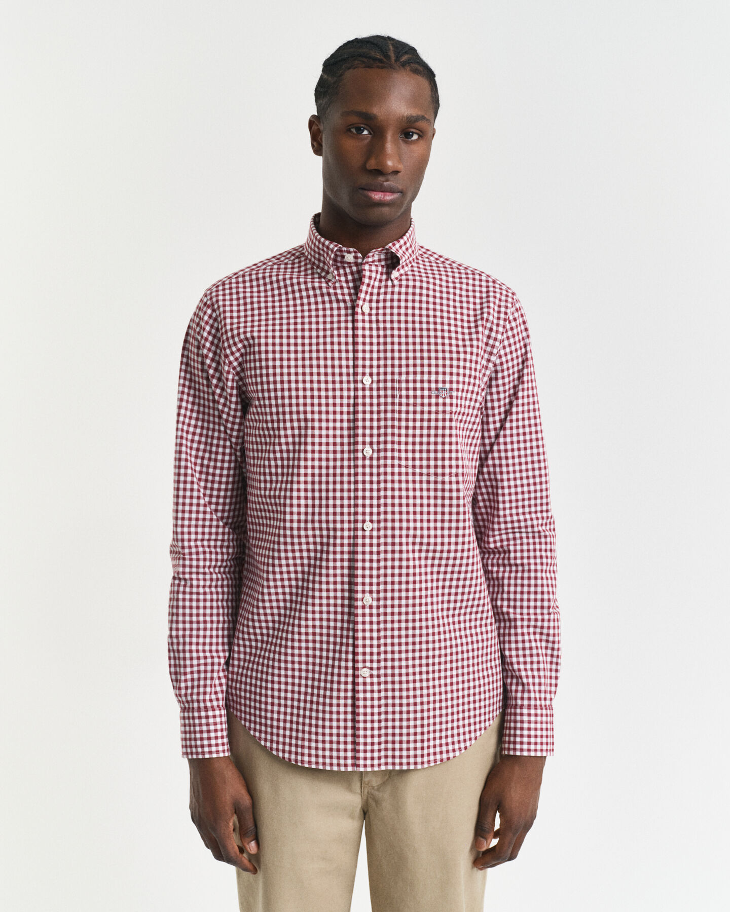 Regular fit klassisk gingham poplin-skjorte