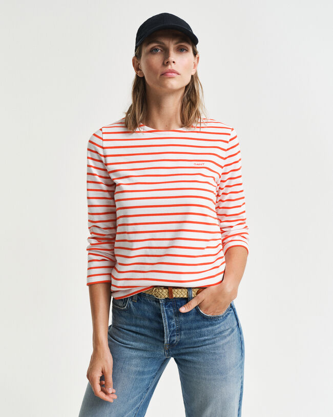 Breton T-shirt med 3/4 l&aelig;ngde &aelig;rme