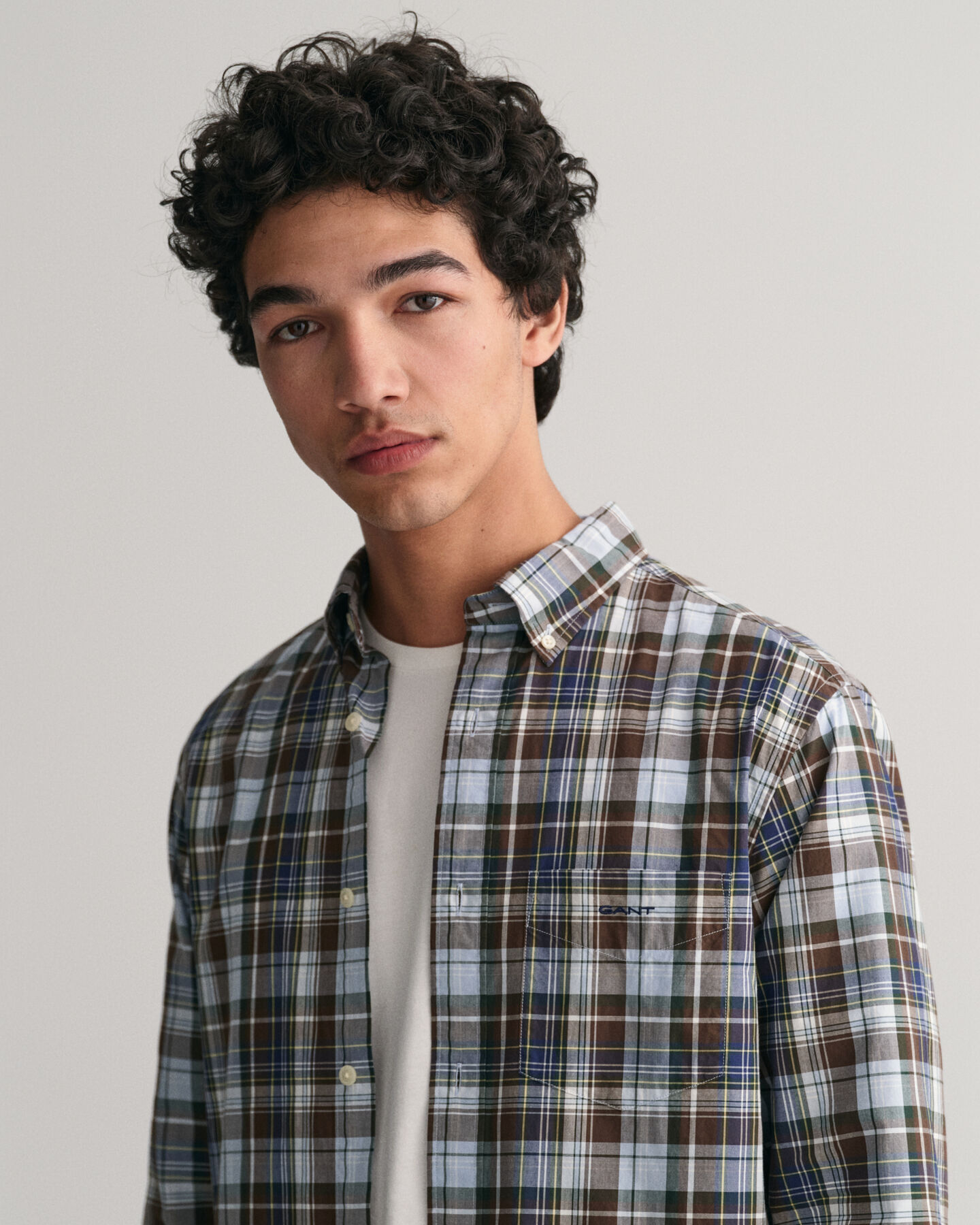 Regular fit skjorte af poplin med mellemstore tern