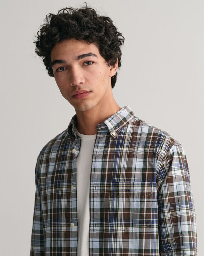 Regular fit skjorte af poplin med mellemstore tern