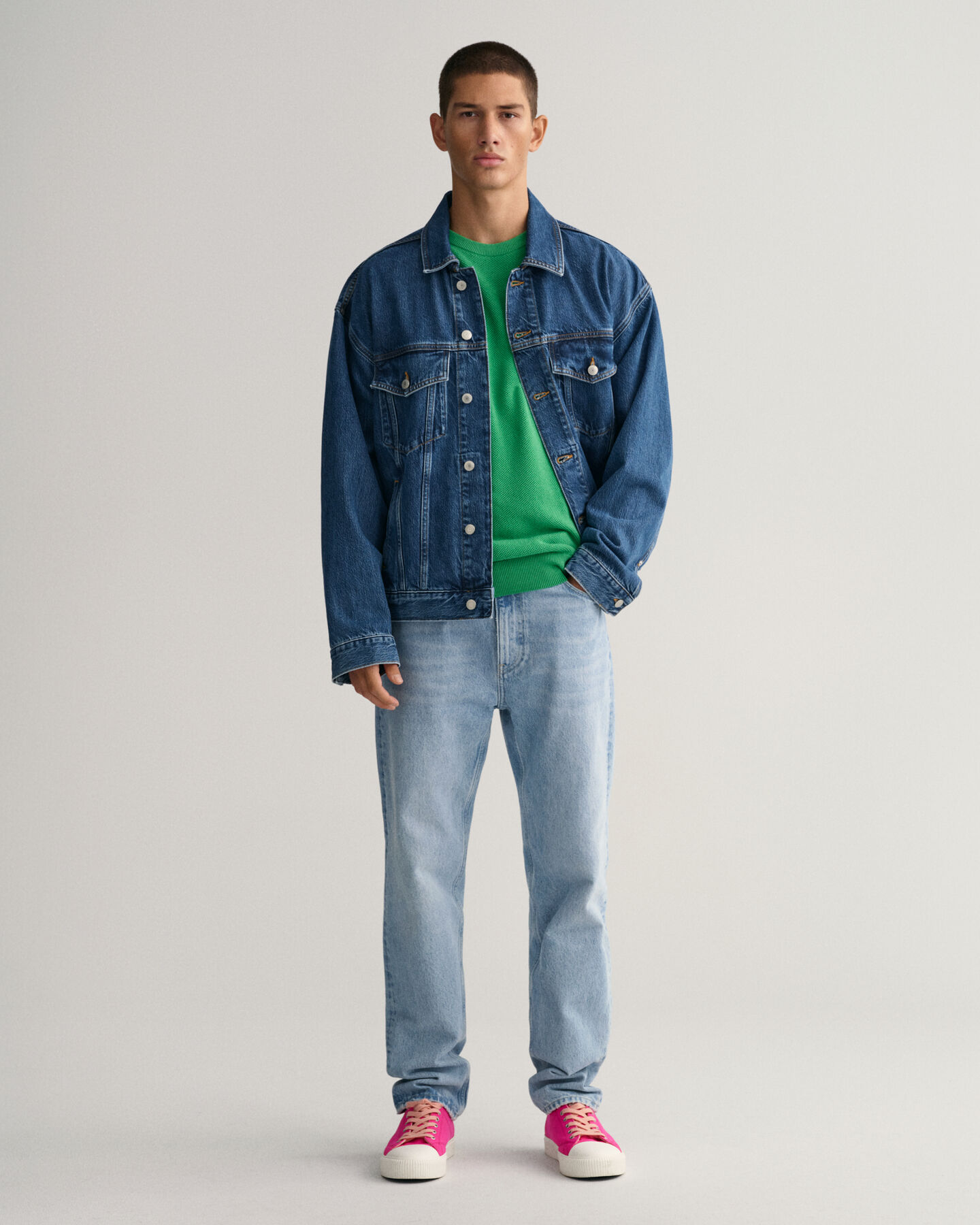 Crewneck sweater af bomuldspiqu&eacute;