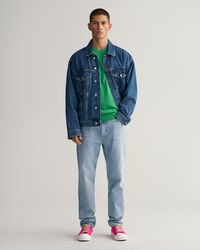 Crewneck sweater af bomuldspiqu&eacute;