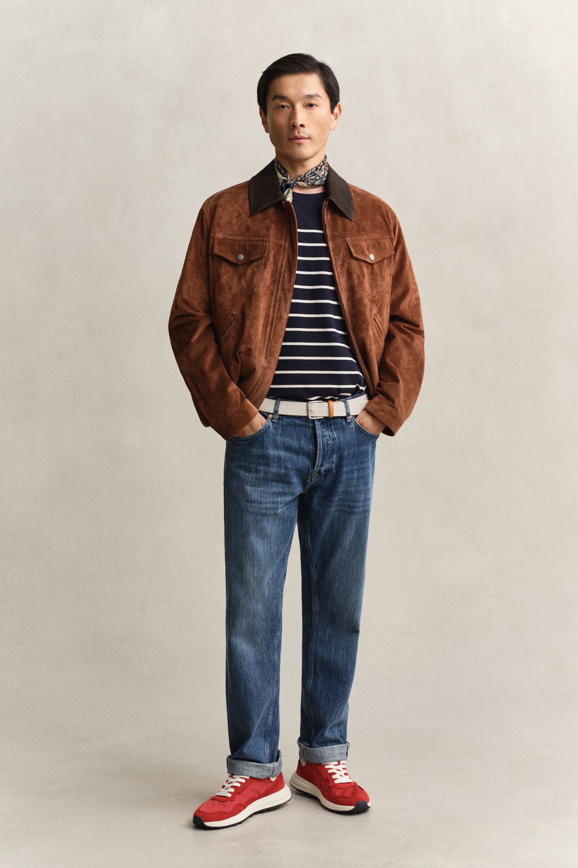 T-shirt med placeret stribe