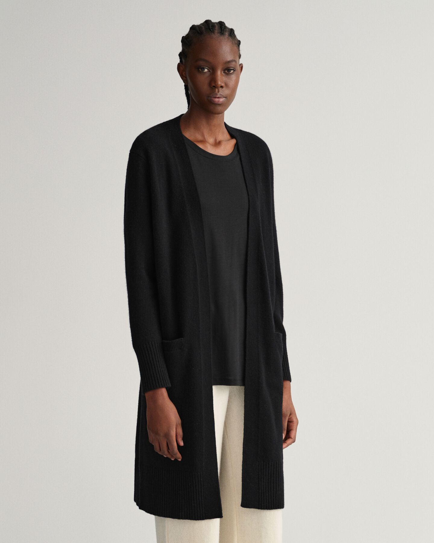 Lang cardigan af uld