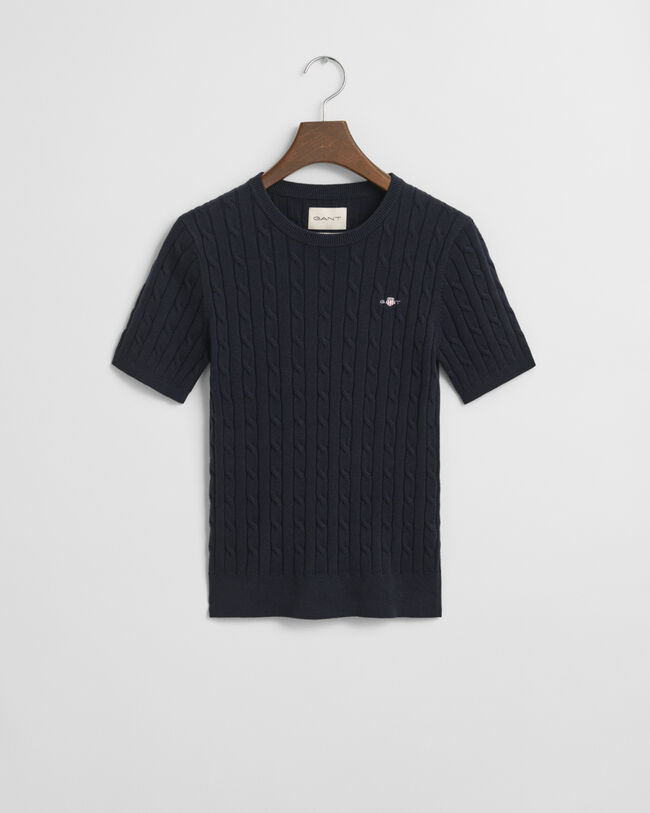 Sweater af strækbomuld med kabelstrik