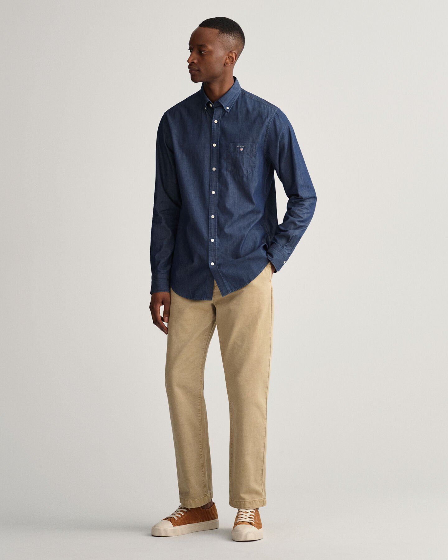 Regular fit indigo-skjorte