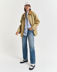 Relaxed fit stribet skjorte af hør