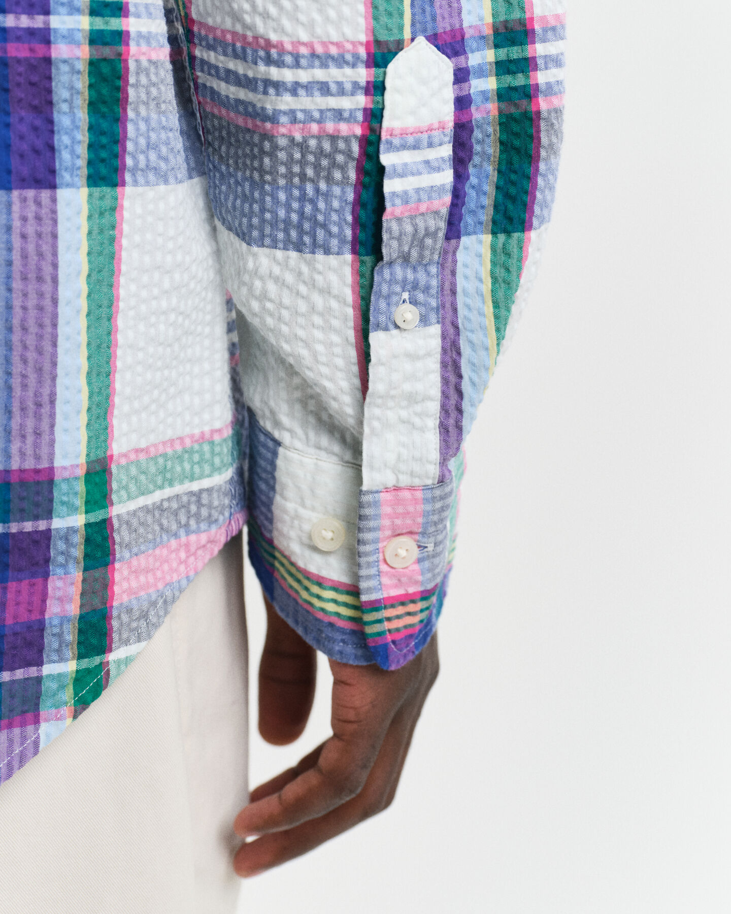 Regular fit seersucker madras skjorte