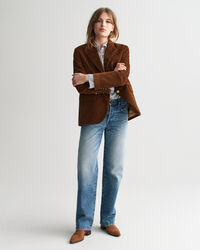 Regular fit blazer i jernbanefløjl