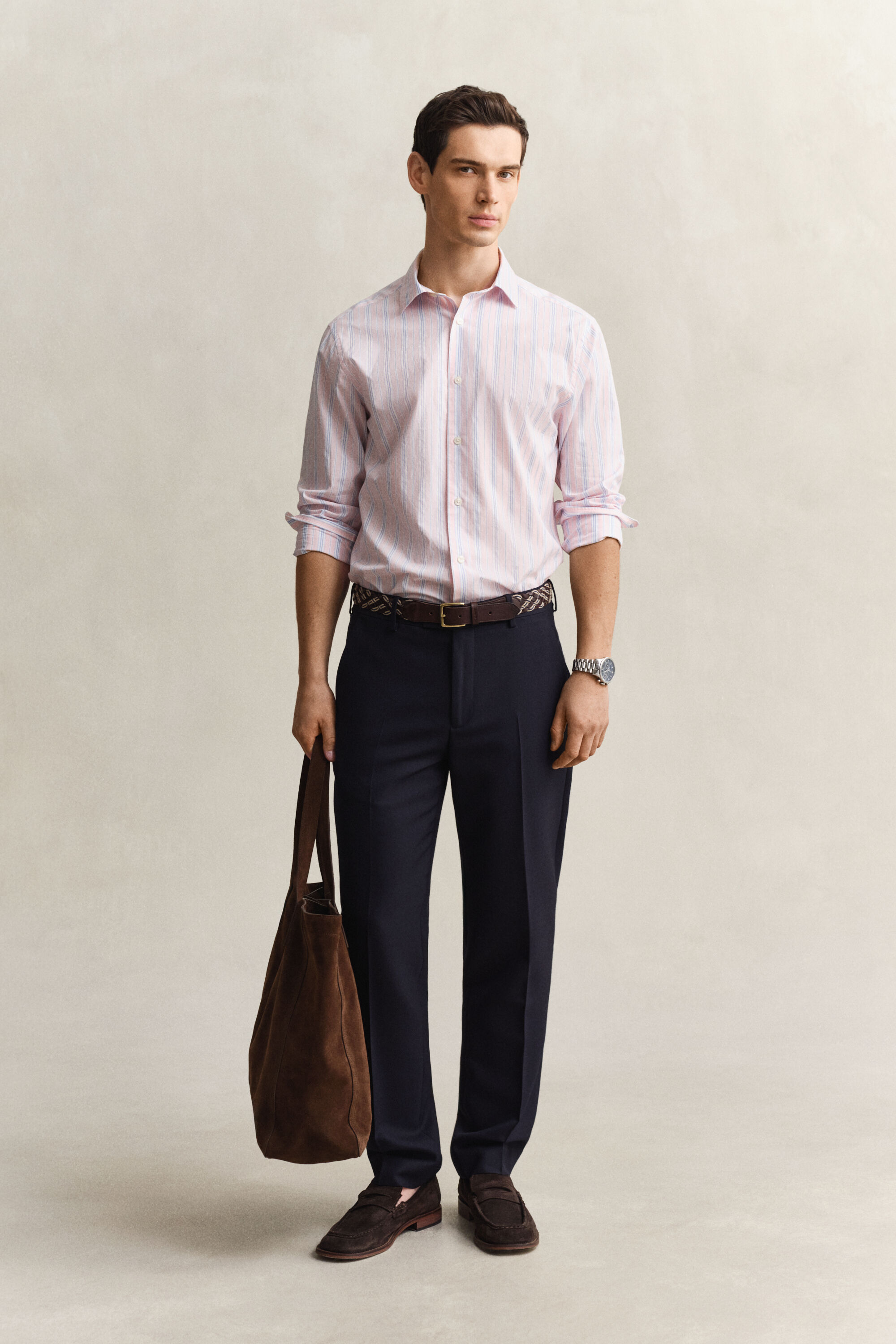 Regular fit dobby-stribet skjorte