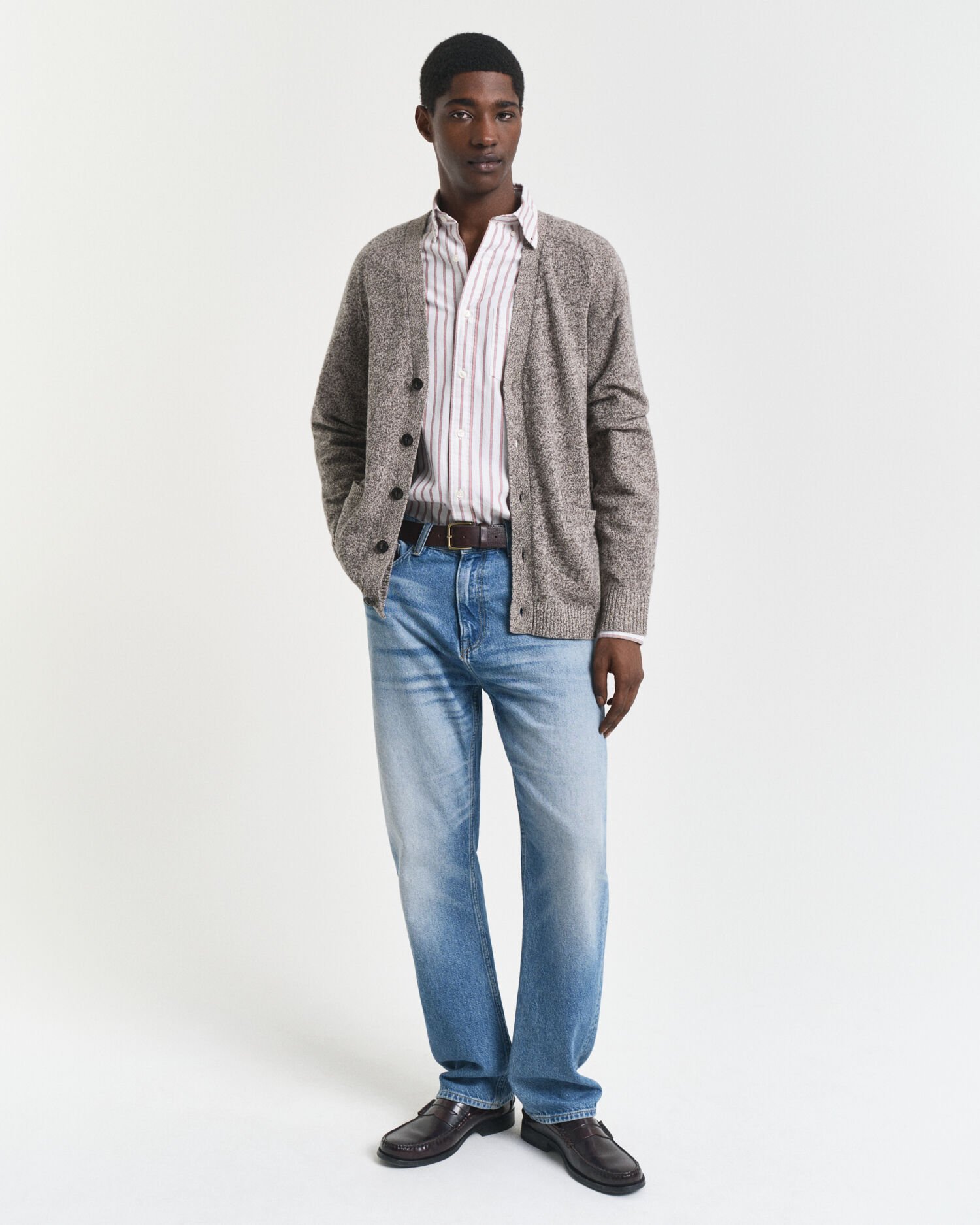 Cardigan i mouliné uldblanding