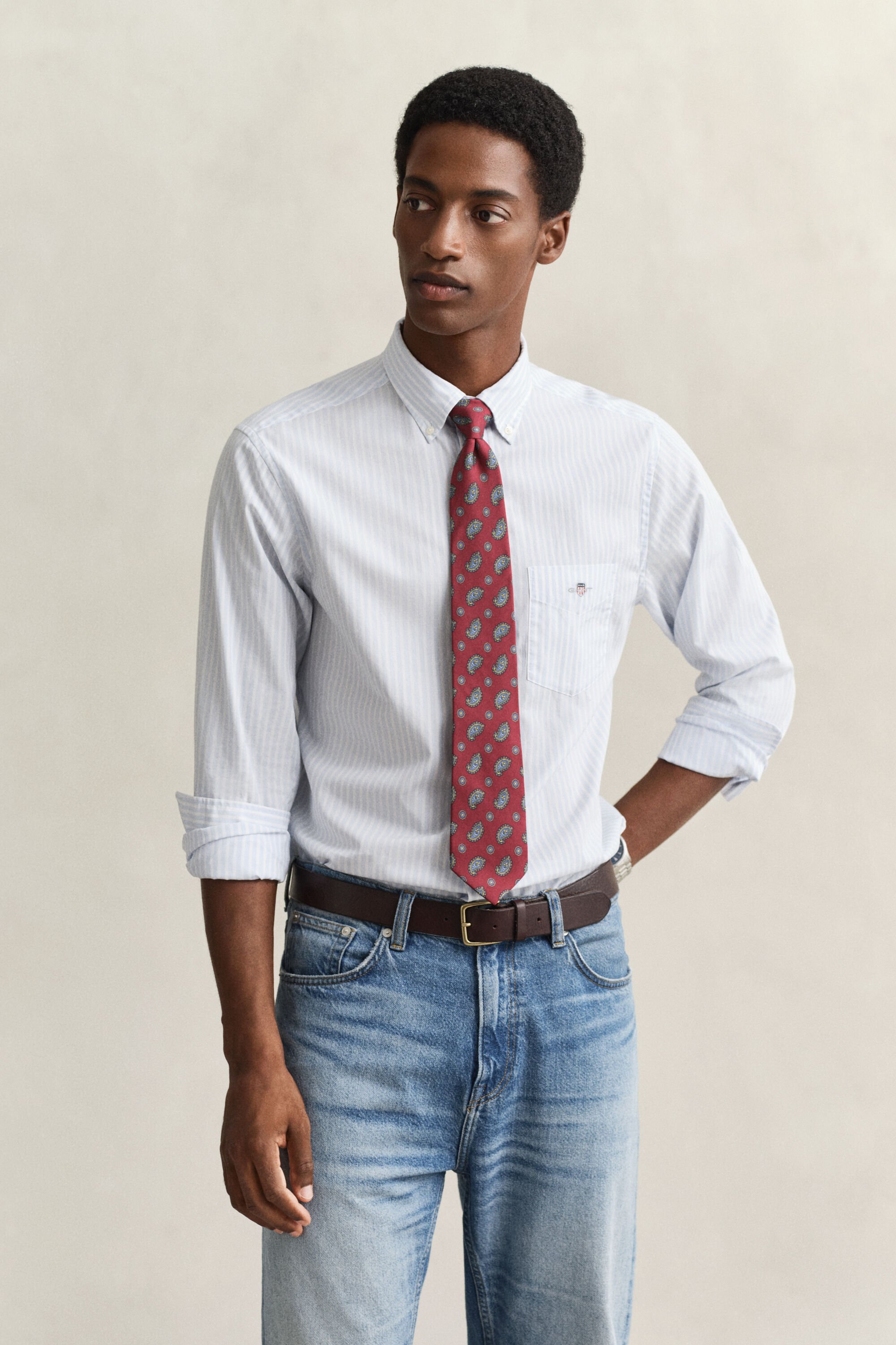 Stribet klassisk poplin-skjorte