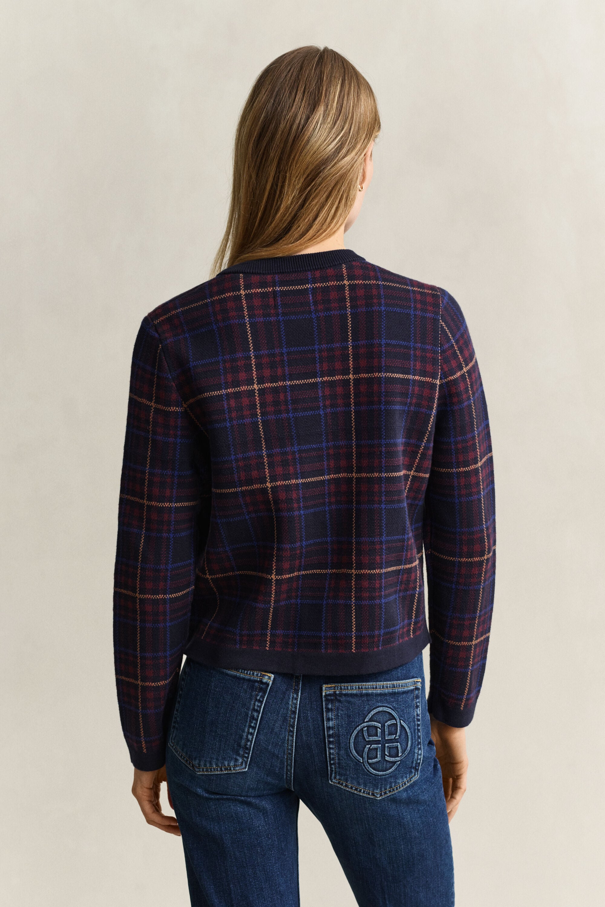 Strikket ternet cardigan