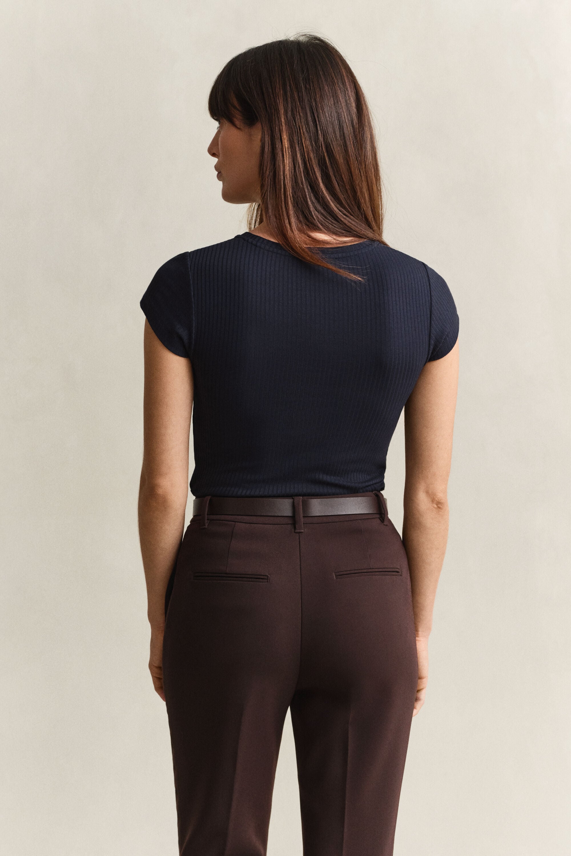 Slim ribstrikket T-shirt