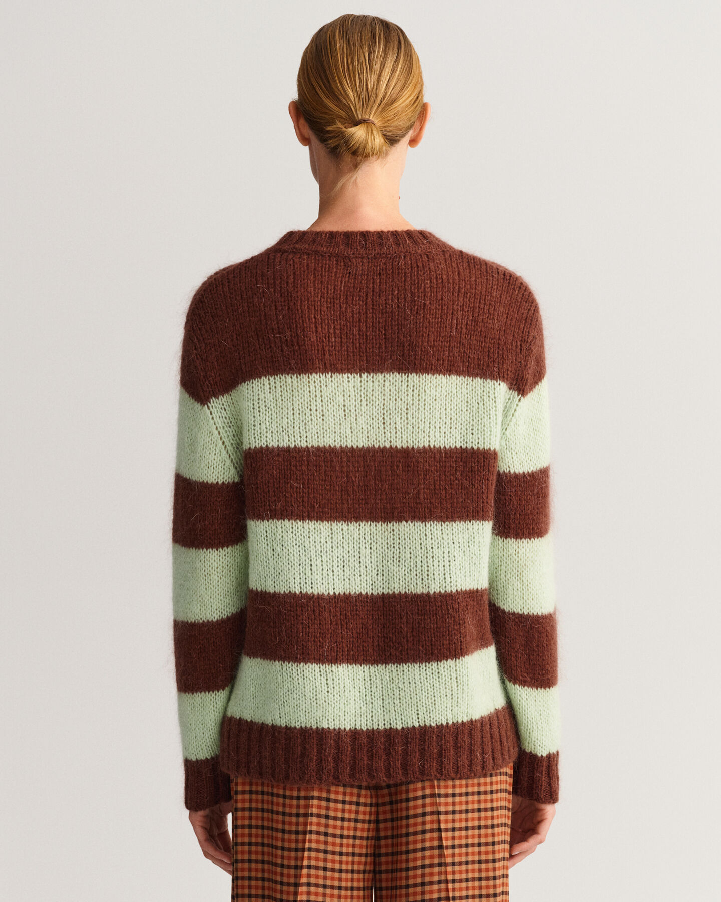 Mohair crewneck sweater med striber