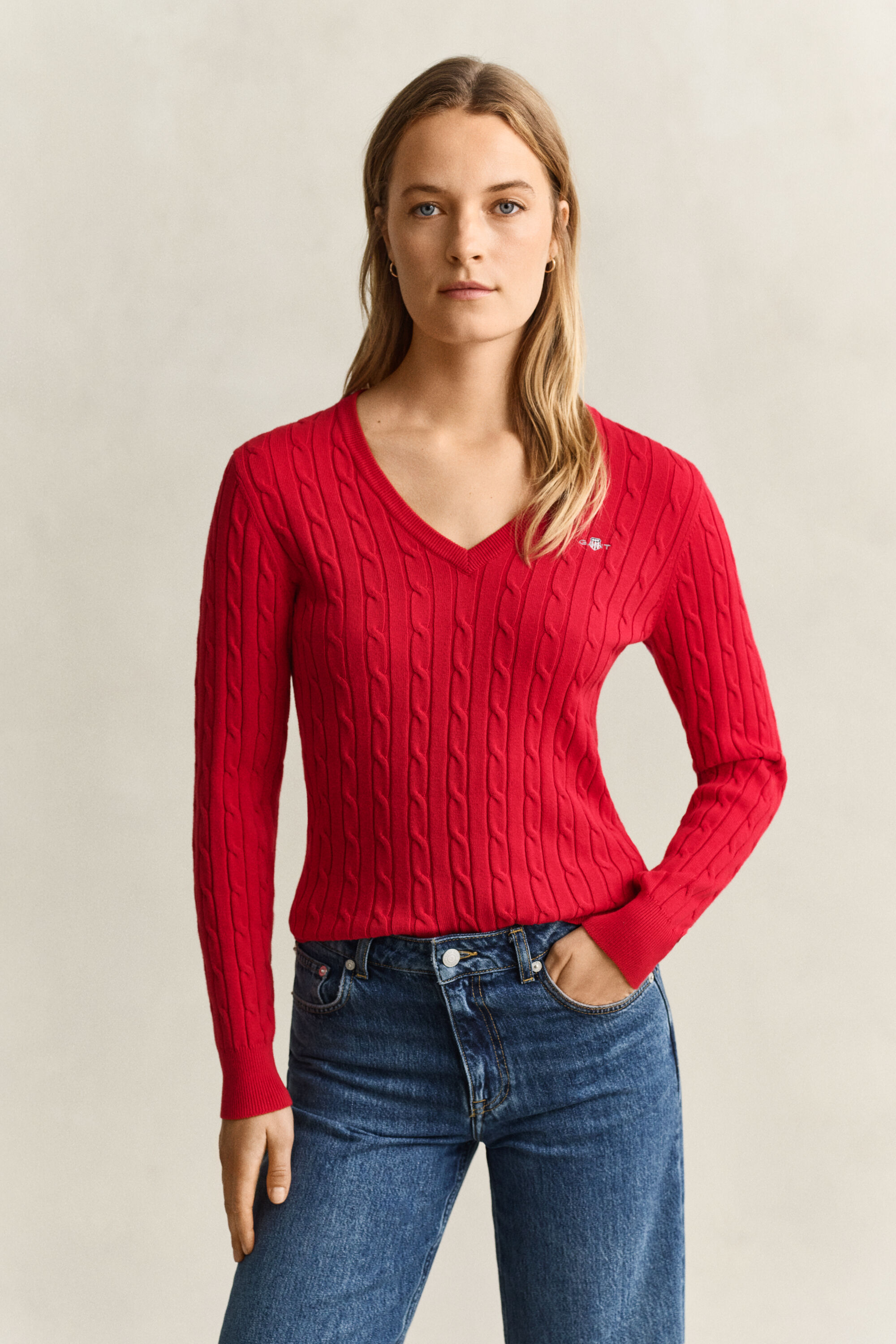 Classic sweater med kabelstrik