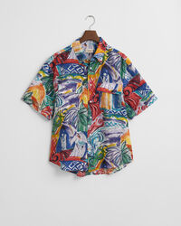 Relaxed fit silkeskjorte med tryk